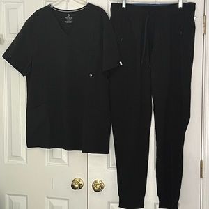 Men’s Cherokee Infinity Scrubs Top and Jogger Pant Set, Black, Size Large, NWOT